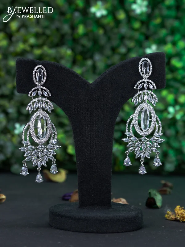 long dangle earrings for women -Zircon earring with cz stones and hangings