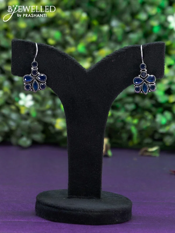 women’s large stud earrings -Oxidised hanging type earring with sapphire stones