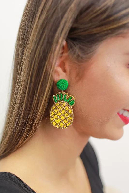 handmade earrings for women -Pina Colada Pineapple Earrings