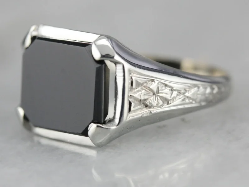 Art Deco Black Onyx Ring