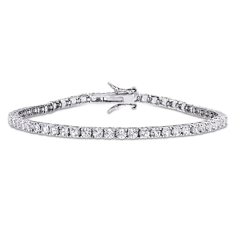 trendy bangles for women -Mimi & Max 8 1/4ct TGW Created White Sapphire Tennis Bracelet in Sterling Silver