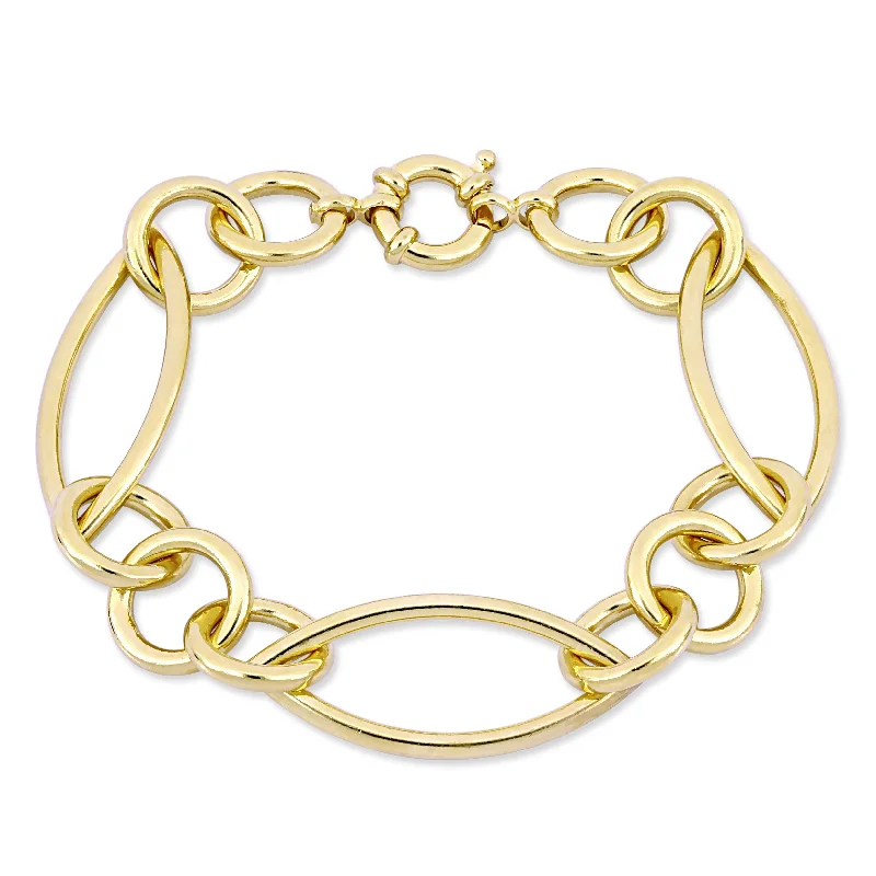 sterling silver rings for women -Mimi & Max Link Bracelet in Yellow Plated Sterling Silver - 8 in.