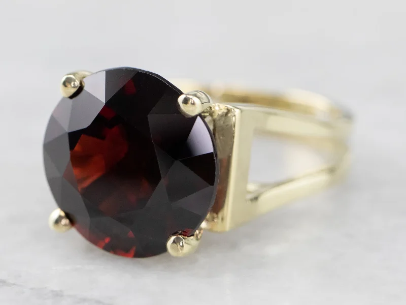 High Profile Pyrope Garnet Gold Statement Ring