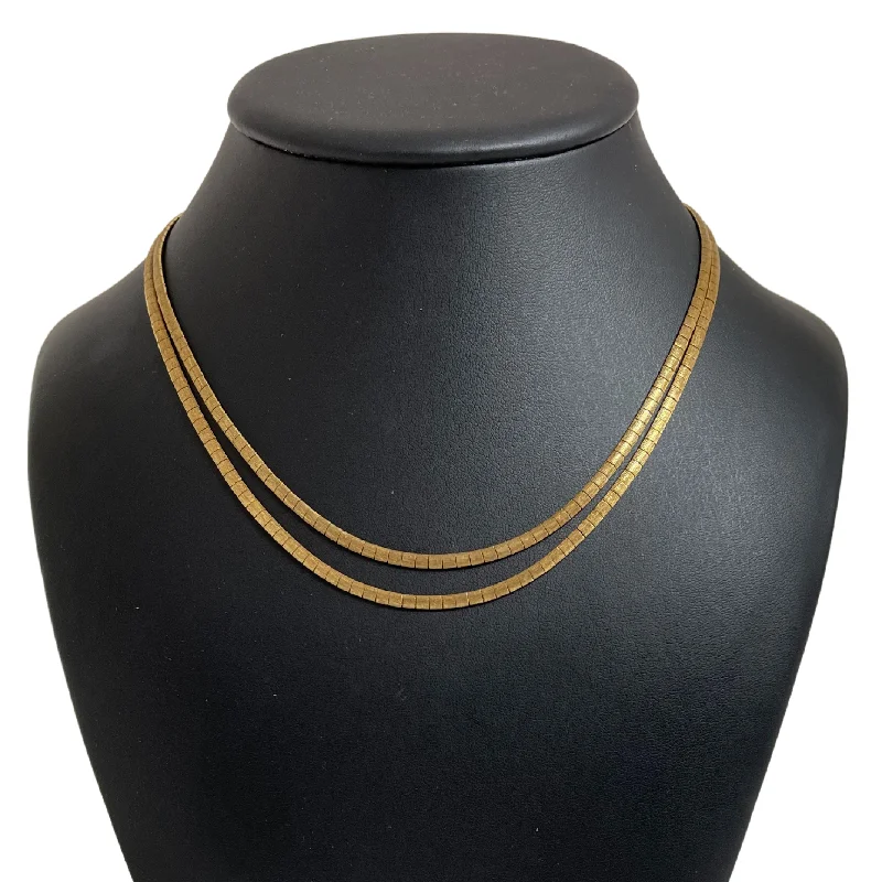 dainty necklaces for women -Vintage 18K Gold Double Strand Omega Link Necklace