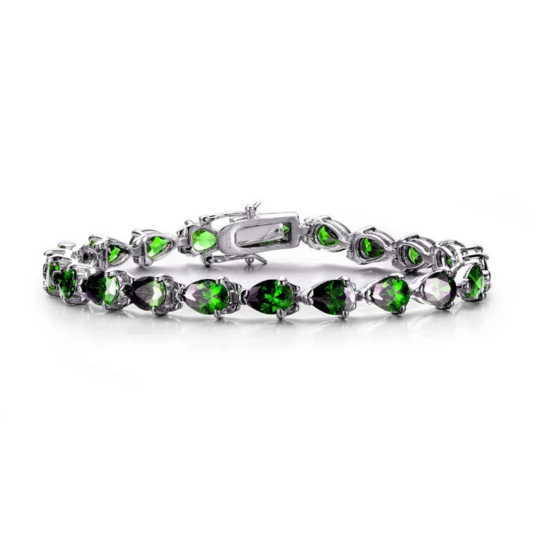 high-end engagement rings -White Gold Plated with Colored Pear Shaped Cubic Zirconia Tennis Bracelet