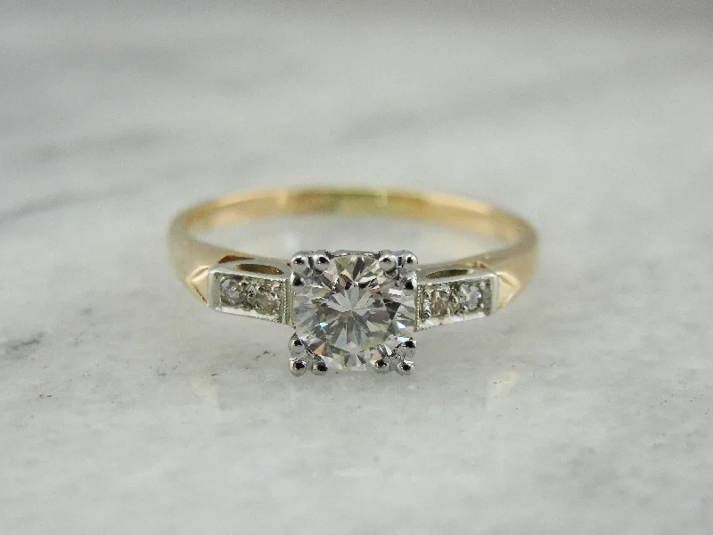 bridal solitaire engagement rings -Mid Century Diamond Illusion Head Engagement Ring, Vintage Engagement Ring