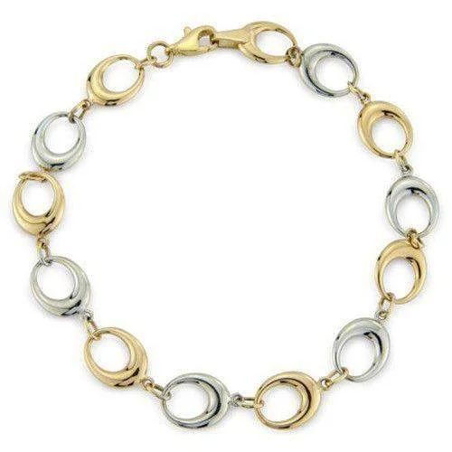 chic bangles for women -9ct White & Yellow Gold Oval Links Bracelet - MM2U27-7