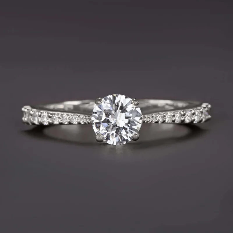 colorful gemstone engagement rings -0.86ct D SI2 DIAMOND ENGAGEMENT RING COLORLESS ROUND BRILLIANT WHITE GOLD 2/3ct