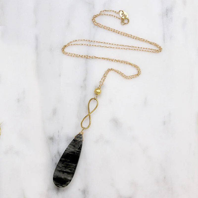 designer name necklaces for women -Eternally Beautiful Moss Agate & Gold Necklace by brunet