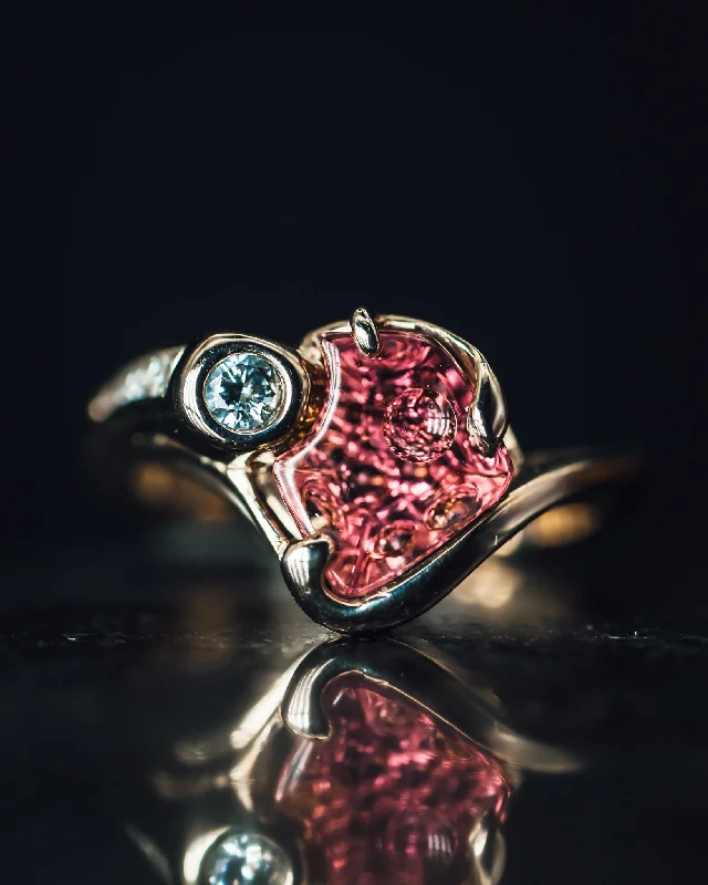 14k White Gold Pink Tourmaline and Diamond Ring