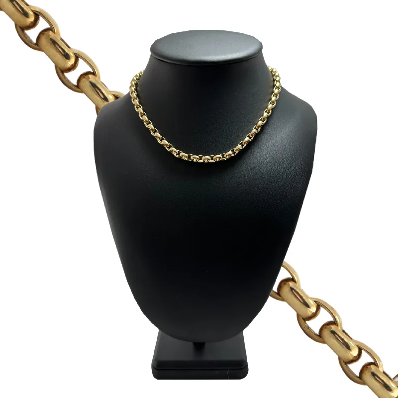 stylish modern necklaces for women -Vintage 18k Gold Oval Rolo Link Necklace