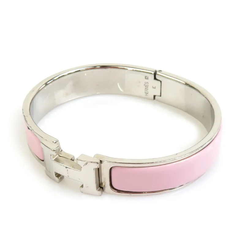 sterling silver bangles -Hermes  pink  Enamel Metal Bangle (Pre-Owned)