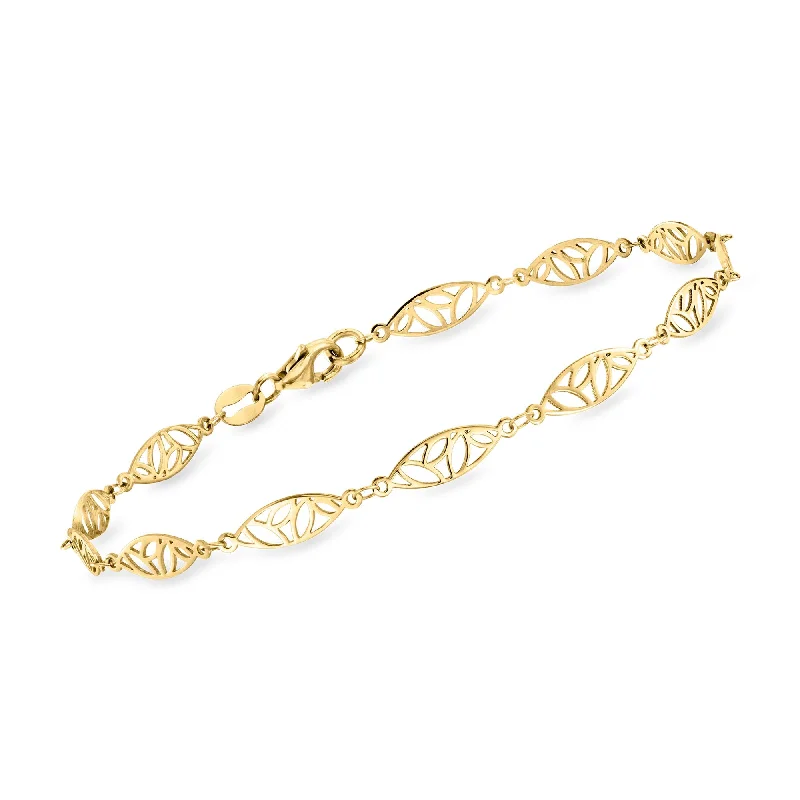 engraved bangle bracelets -Ross-Simons Italian 18kt Yellow Gold Filigree Link Bracelet