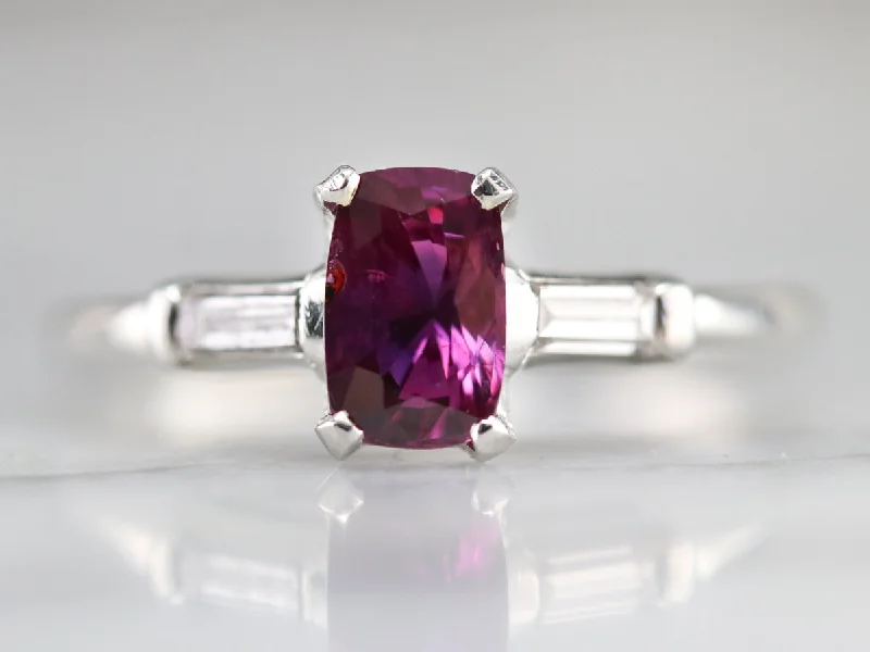 Platinum Pink Sapphire and Diamond Ring