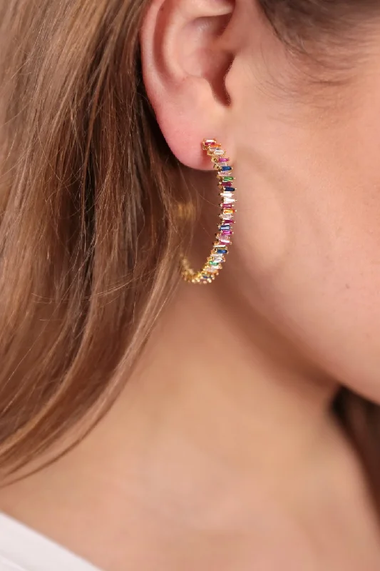 gold stud earrings for women -Paint The Town Hoop Earrings