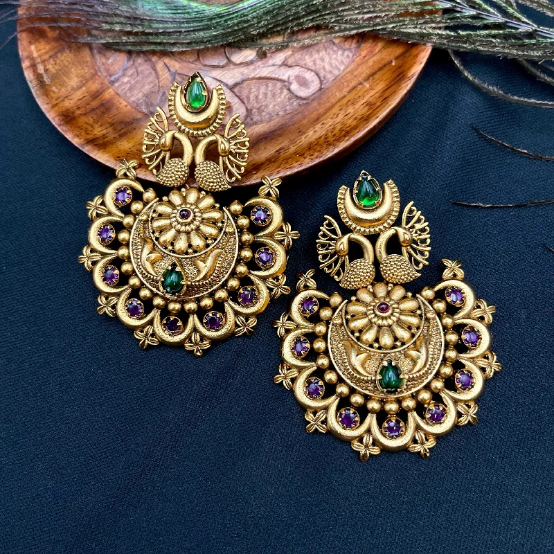 gold hoop earrings for women -Peacock Kemp Matte Antique Gold Earring