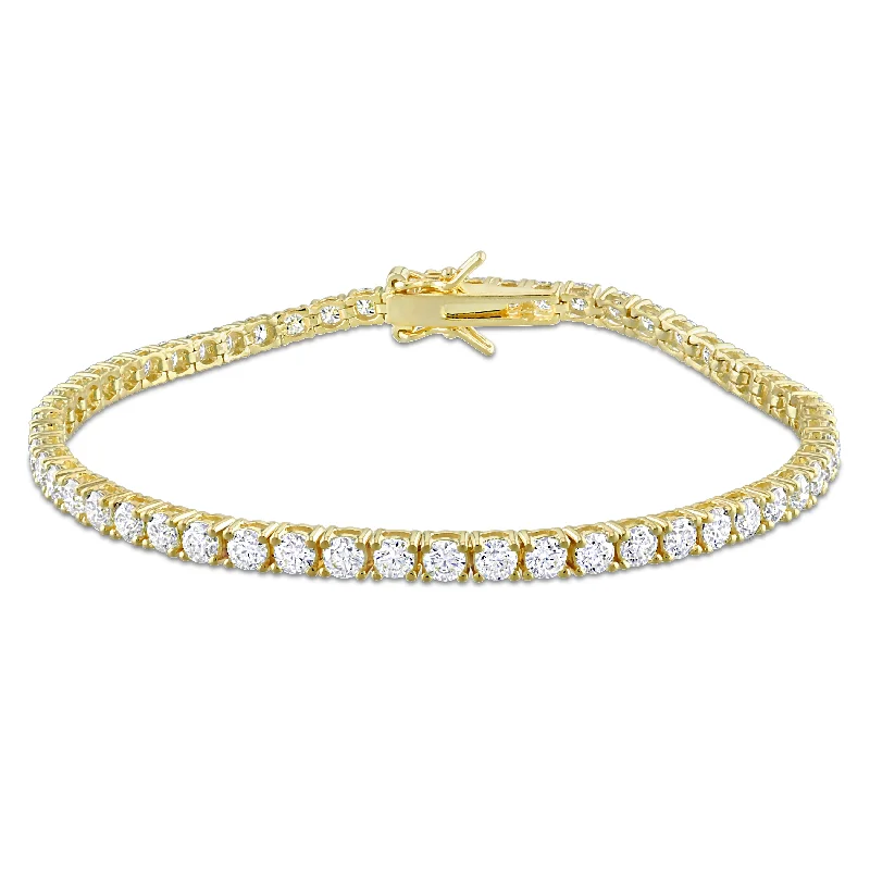 silver bangles for women -Mimi & Max 5 5/8ct DEW Created Moissanite Tennis Bracelet in Yellow Plated Sterling Silver-8 in