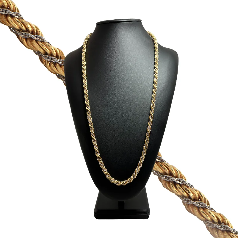 pearl necklaces for women -Vintage 18K Rope and Wheat Link Necklace