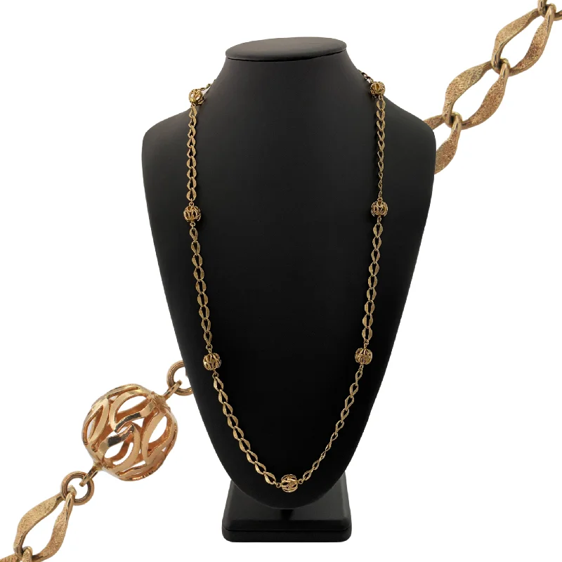 luxury necklaces for women -Vintage Italian 36 3/4"Yellow Gold Fancy Link Necklace