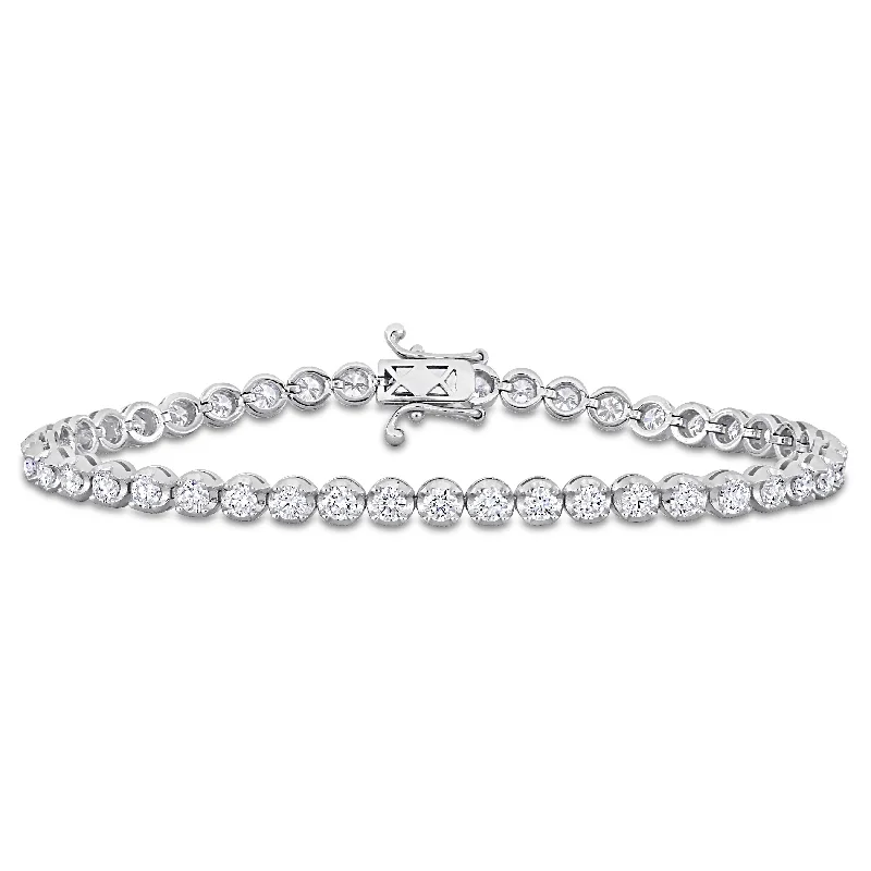 pearl bracelets for women -Created Forever 3 3/4ct TW Lab-Grown Diamond Tennis Bracelet in 14k White Gold - 7.5 in