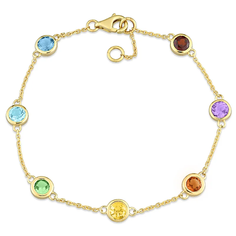 women’s engagement rings -Mimi & Max 2ct TGW Multi-Gem Bracelet in 14k Yellow Gold - 6 in.