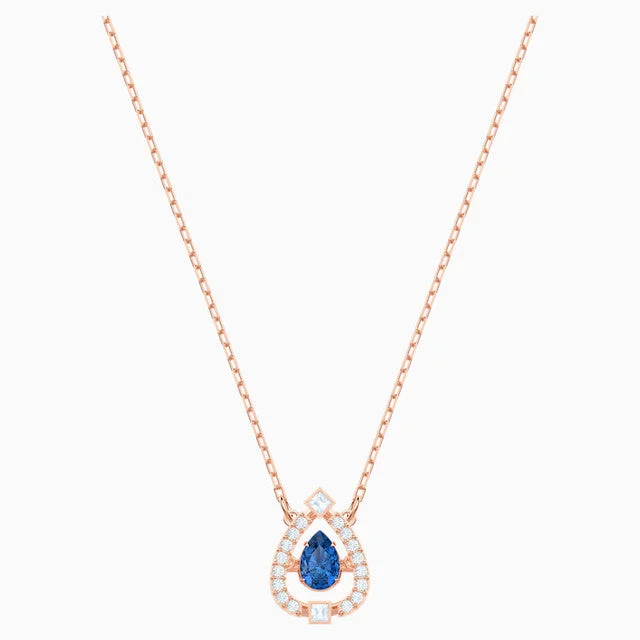 simple necklaces for women -Swarovski Sparkling Dance Pear Necklace Blue