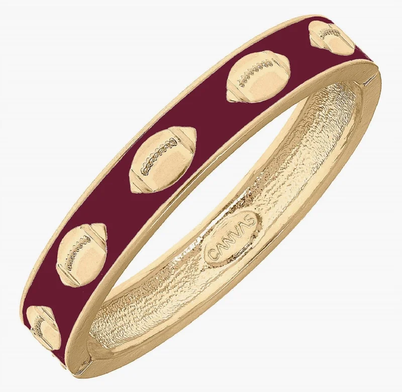 diamond rings for women -Women's Game Day Enamel Football Hinge Bangle In Maroon