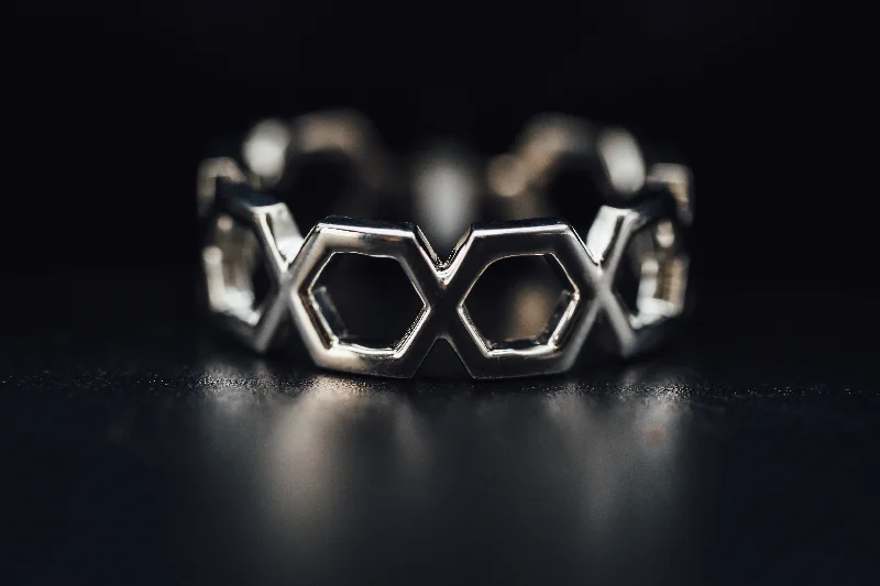 Sterling Silver Hexagon Ring