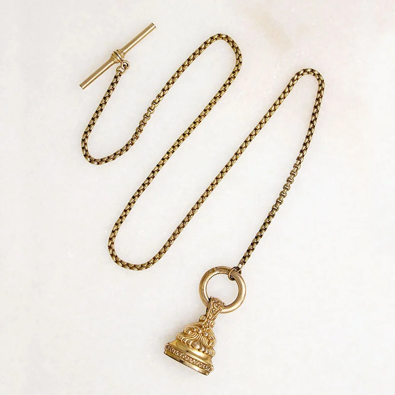 statement pendant necklaces for women -Lariat Necklace with T-Bar & Fob by Ancient Influences