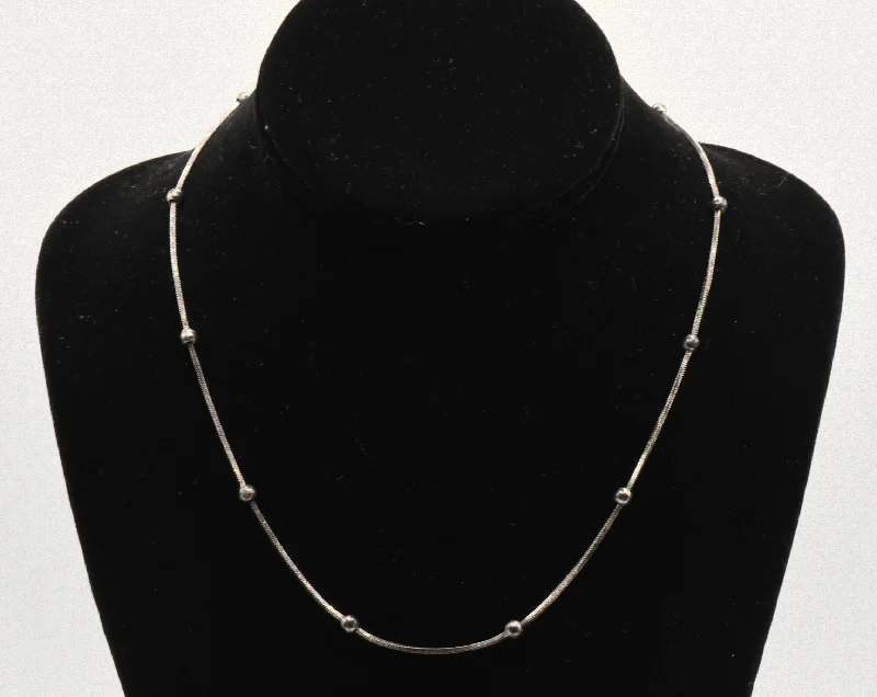 statement necklaces for women -Vintage Italian Sterling Silver Saturn Chain Necklace - 18"