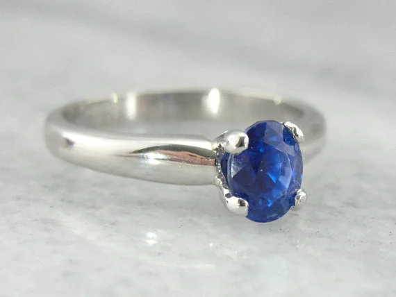 luxury platinum engagement rings -Exceptional Cobalt Blue Ceylon Sapphire in a Traditional Platinum Engagement Ring, Benchmark Quality Stone