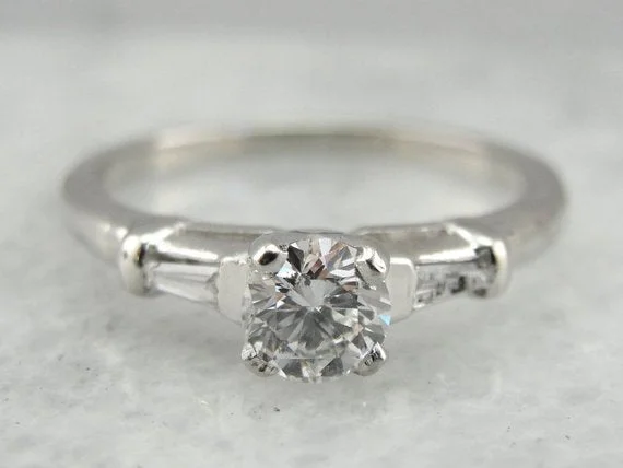 fashion engagement rings -Classic Diamond Engagement Ring in Platinum