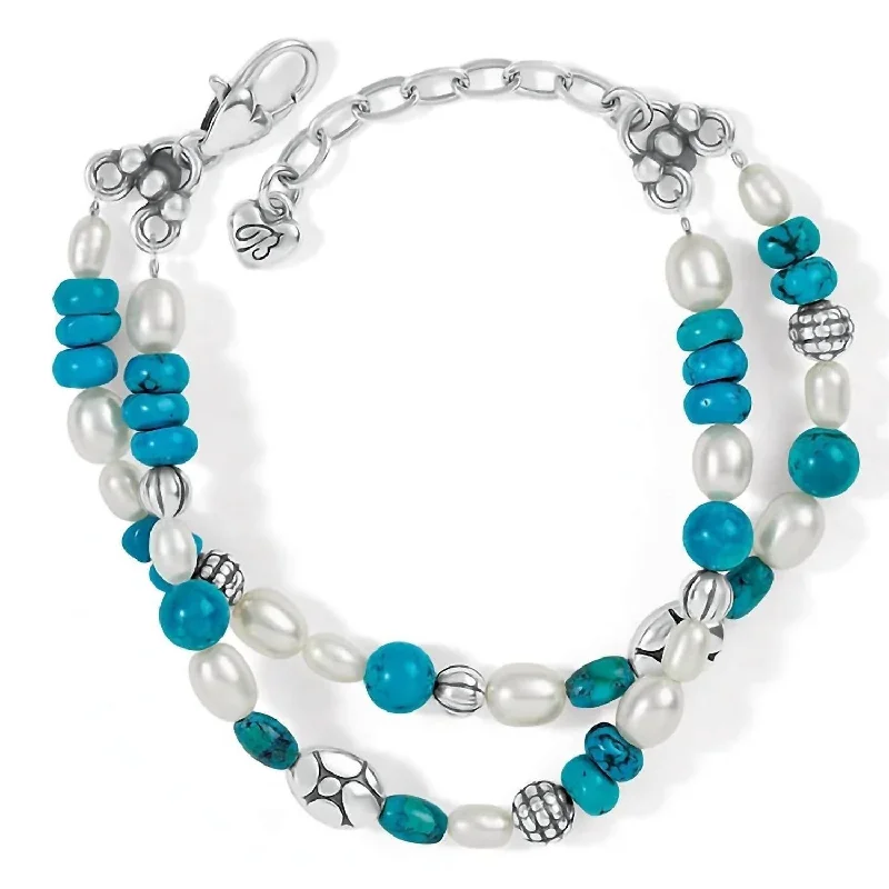 promise rings for women -Women's Pebble Double Bracelet In Turquoise And Pearl