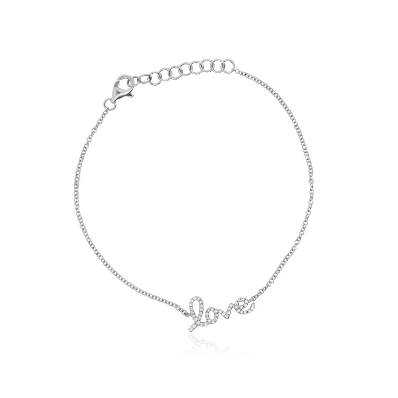 silver bangles for women -Diamond Script Love Bracelet