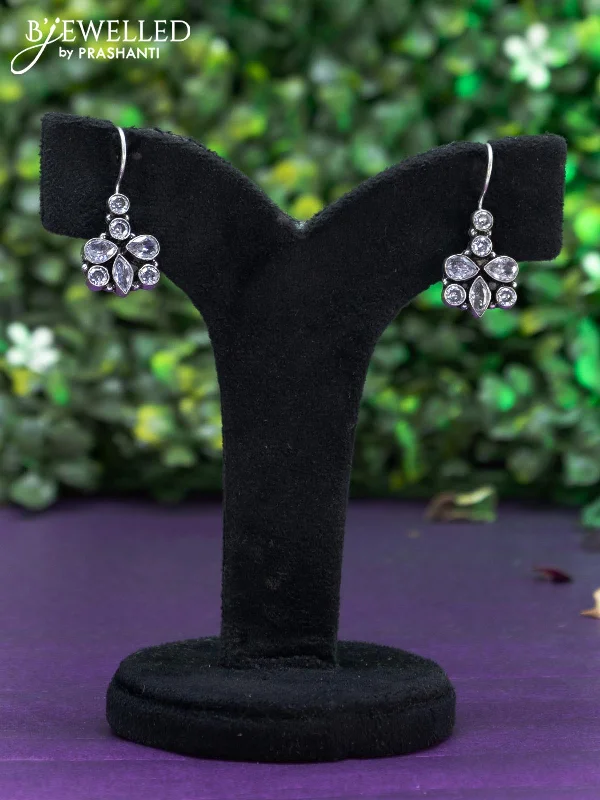 women’s vintage earrings -Oxidised hanging type earring with cz stones