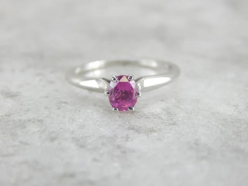 engagement rings for non-traditional brides -Perfectly Pink Sapphire and Platinum Engagement Ring