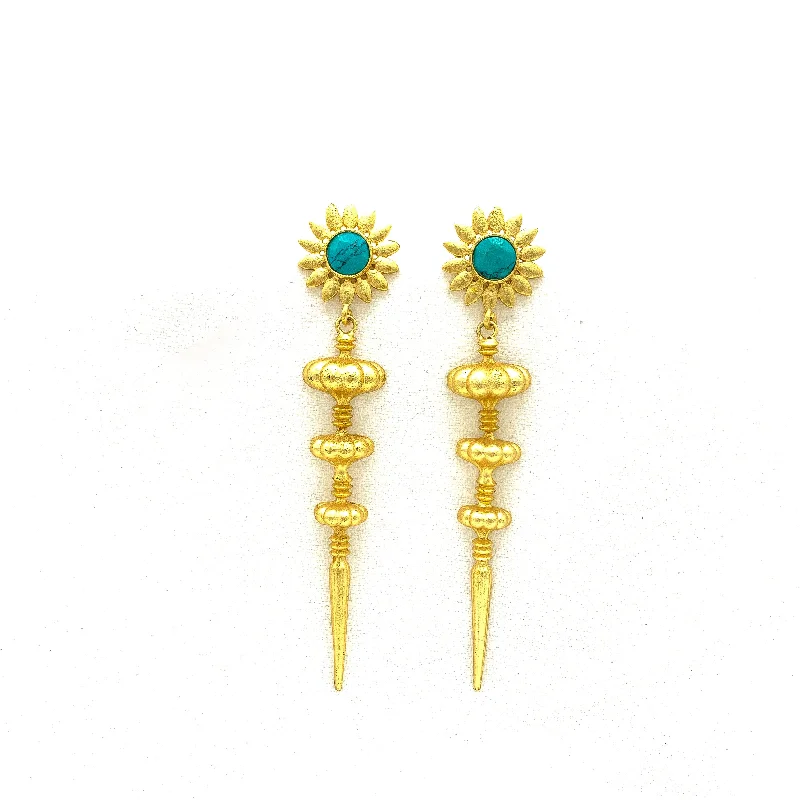 chic earrings for women -Contemporary Handcrafted Amrapali Earring with Turquoise stud