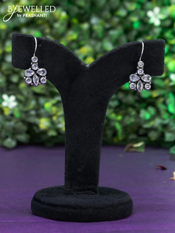 women’s fashion stud earrings -Oxidised hanging type earring with cz stones