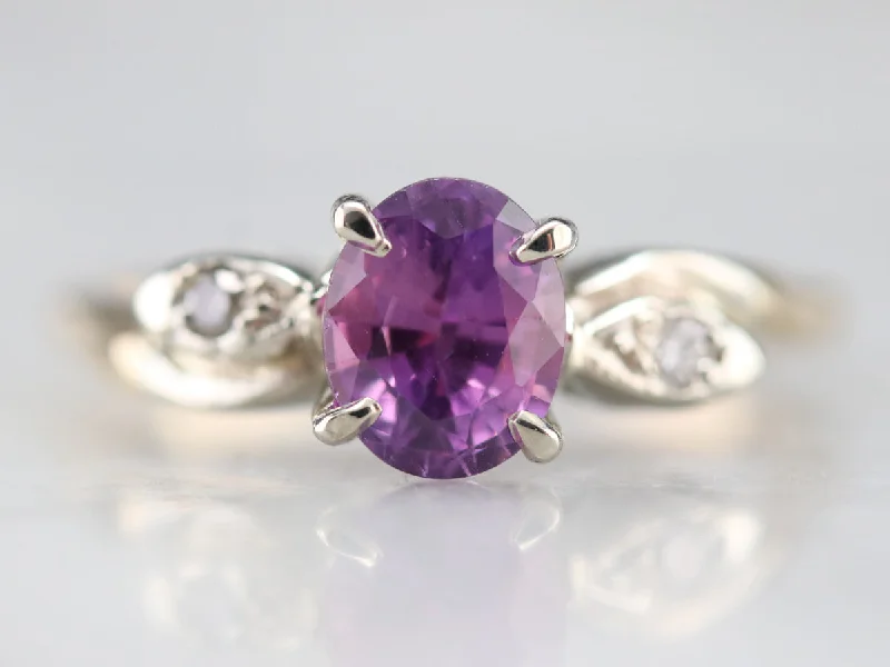 Retro Era Pink Sapphire and Diamond Ring