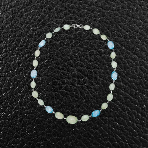 heart-shaped pendant necklaces for women -Blue Topaz & Prehnite Bead Necklace