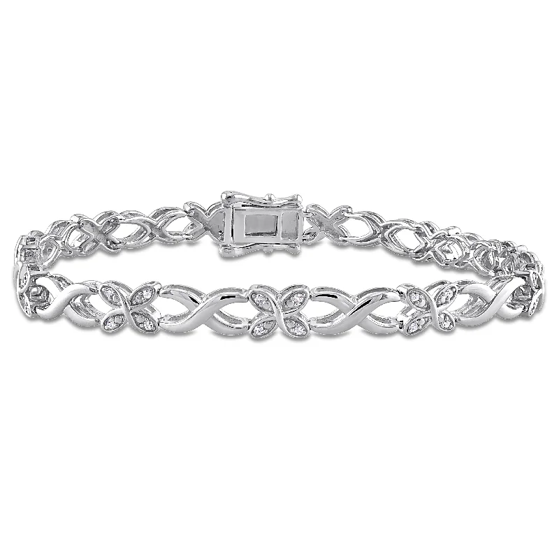 modern women’s bangles -Mimi & Max 1/5ct TDW Diamond Infinity Link Bracelet in Sterling Silver - 7.25 in.