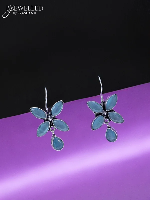 gemstone stud earrings for women -Oxidised hanging type earring with ice blue stones