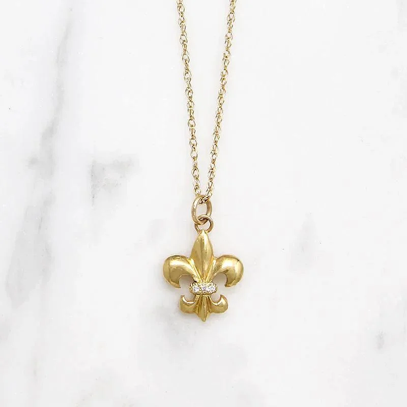 vintage necklaces for women -Fleur de Lis 18k & Diamond Necklace by 720