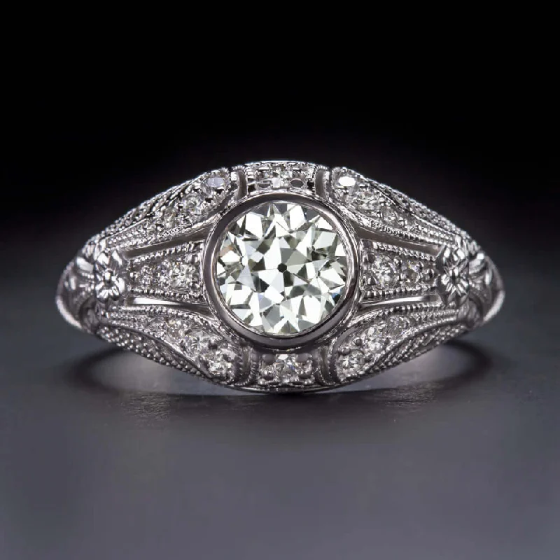 engagement rings for non-traditional brides -1ct OLD EUROPEAN CUT DIAMOND ENGAGEMENT RING VINTAGE STYLE COCKTAIL WHITE GOLD