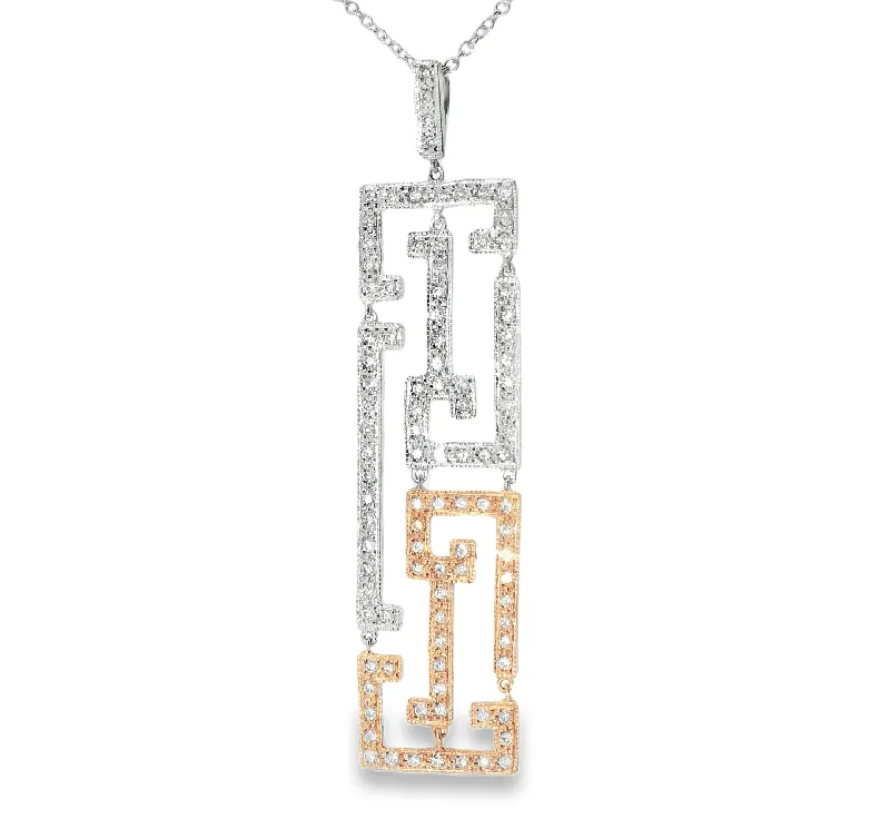 classic necklaces for women -Fabulous Estate 14K 2-Tone White Rose Gold Diamonds Oriental Station Necklace