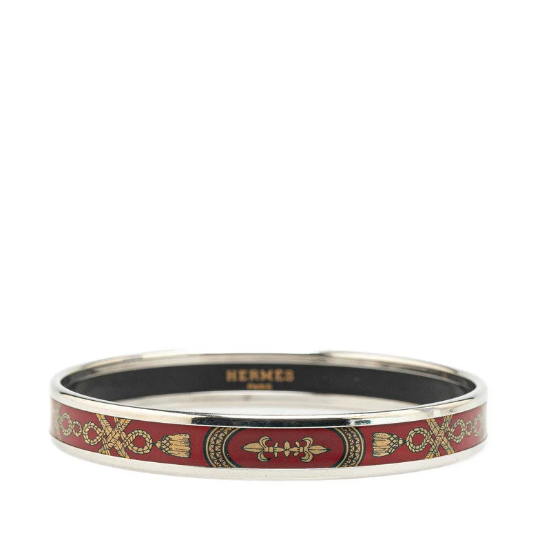 gold cuff bracelets for women -Hermes Enamel PM Bangle Silver Multicolor