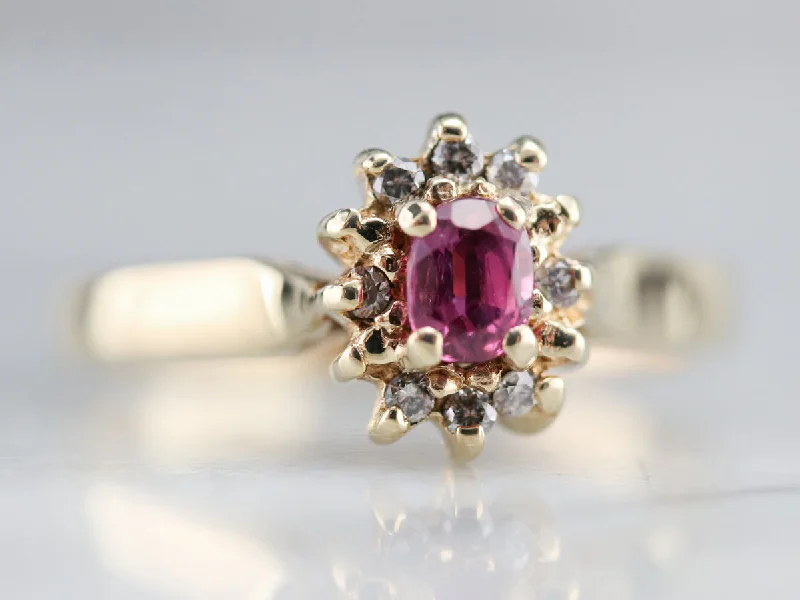 Ruby and Diamond Halo Ring