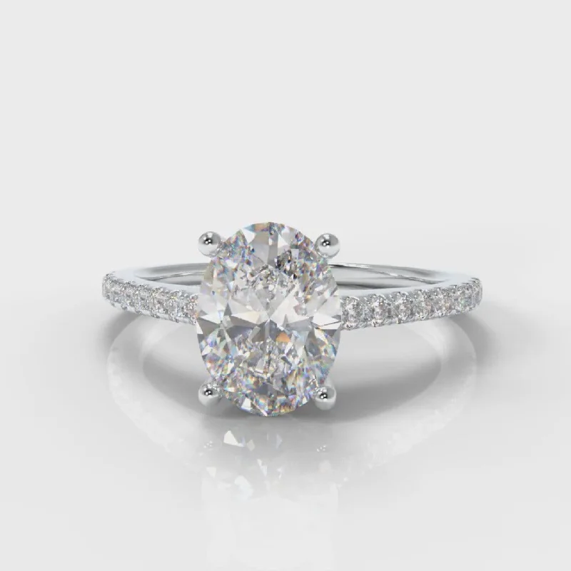 unique custom engagement rings -Petite Micropavé Oval Diamond Engagement Ring