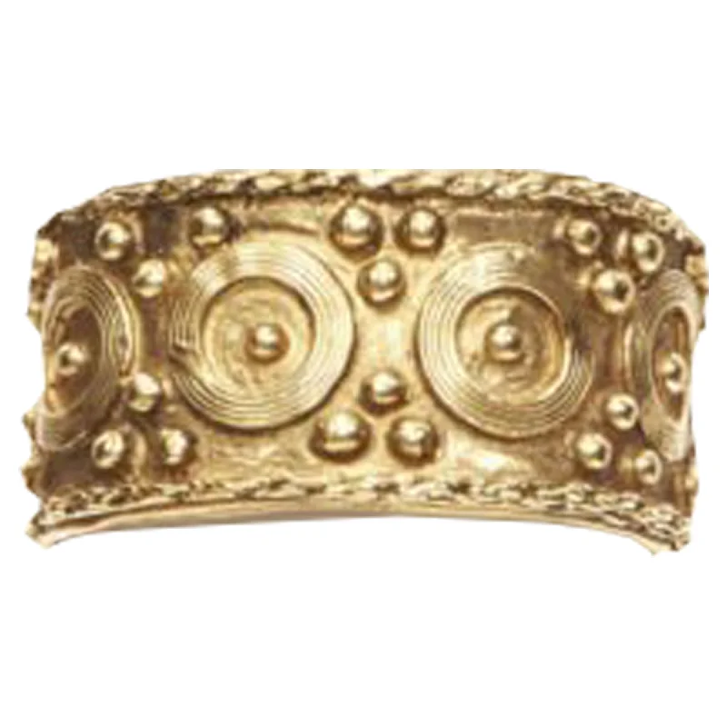 cocktail rings for women -Chanel Haute Couture Etrcan ornate handcrafted gilded cuff bangle