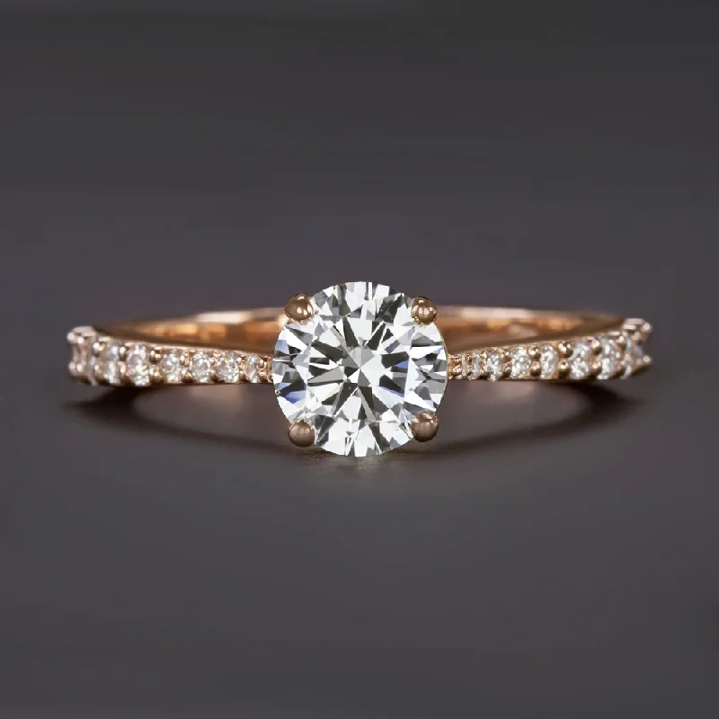 elegant gemstone engagement rings -1 CARAT GIA CERTIFIED I SI2 DIAMOND ENGAGEMENT RING VERY GOOD ROUND ROSE GOLD